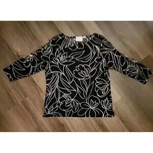 Liz Claiborne Womens Blouse Black 4P Stretch Polyester